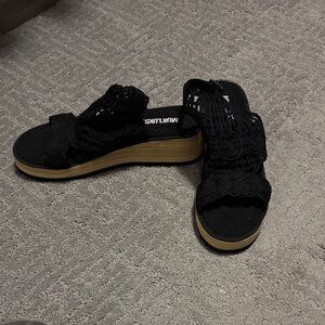 Muk Luks Women's Black Lace Mules